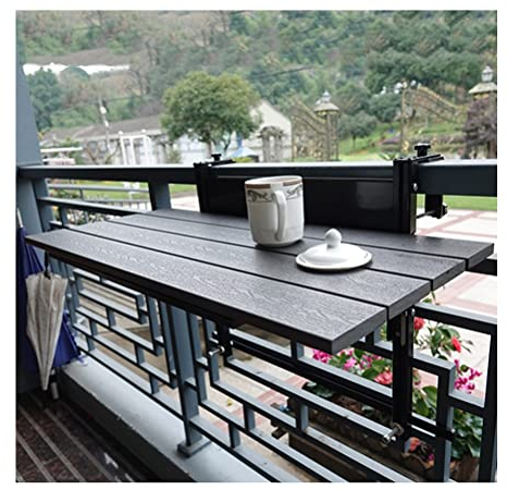 Balkonhängetisch Brauner Balkongeländer-Tisch, höhenverstellbare Gartenmöbel, Balkon-Hängetisch, Geländer, klappbarer Gartentisch