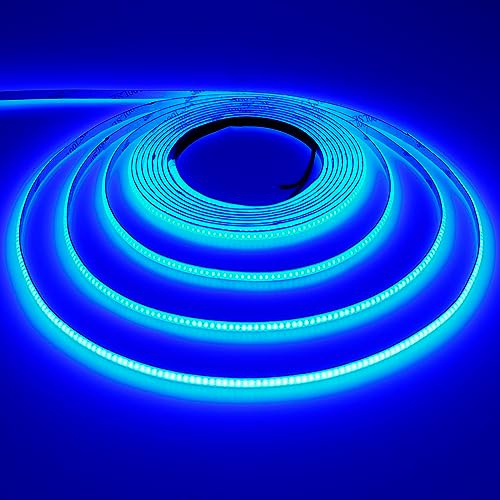 TOPAI 12V Schmal COB LED Streifen 5M Blau 3mm Breit IP20 Innen | Punktlos, Hohe Dichte 400LED/M, Selbstklebend Flexibel Schneidbar für Auto, Weinschrank, Bartheke DIY
