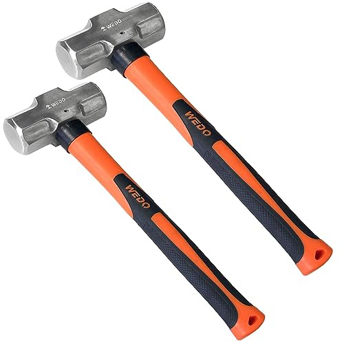 WEDO 2PCS Sledge Hammer Set,1lb+2lb,Stainless Steel Crack Hammer Set With Fiberglass Handle,Shock-resistant,Corrosion Resistant Drilling Hammer
