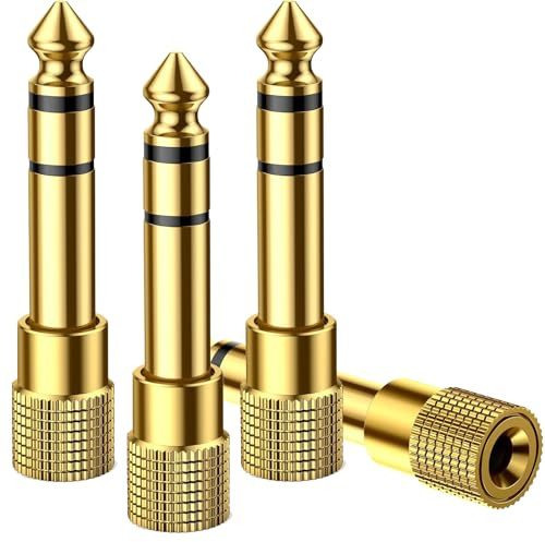 LINXIU Kopfhörer Adapter 6.35mm Klinke auf 3.5mm Klinke Klinkenstecker Adapter Unterstützt Vergoldet Stereo Audio Adapter für Keyboard Gitarre 4 Stück