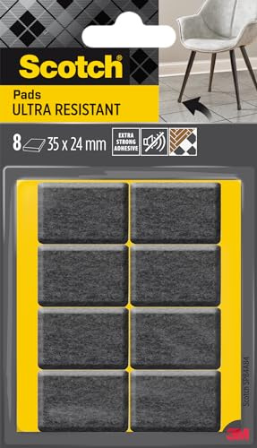 ScotchBlue Almohadillas de Fieltro Ultra Resistentes SP84A84, Adhesivo, 35 x 24 mm, Paquete de 8, Blanco, Gris