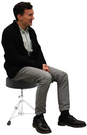 Schlagzeughocker Schlagzeug Hocker Höhenverstellbar von 45-68cm Faltbar Tragbar mit Rutschfest und Schwamm Gefüllt für Musikunterrichtsräume Friseursalons Schlagzeugübungen Konzerte, Schwarz