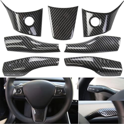 Auto Rivestimento Pannello Volante per Tesla Model 3 Model Y 2021 2022 2023, Copertura Finitura Volante Decorazione del Volante Adesivo Interni Accessori