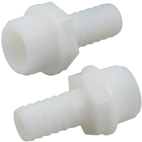 AERZETIX - Juego de 2 Racores Macho Acanalado Recto 1'' x Ø20mm para Atornillar - Rosca Exterior - Adaptador Conector Sistema Circuito de Irrigación Riego - en Poliamida - Color Blanco