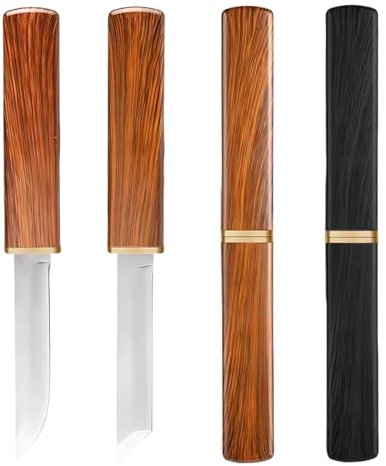 CPJJ 2-in-1 Double Blade Knife Set, Stainless Steel Kitchen Knife in Wooden Box - Ideal for Vegetables, Fruit, Camping, Hiking (2 Colors)