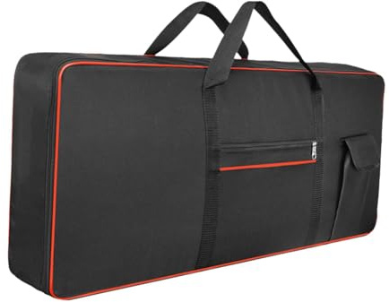 Baoblaze Electric Piano Case, 61Key Keyboard Bag, Oxford Cloth Padded Backpack Shoulder Bag, Carrying Case for Music Studio Travel, Red