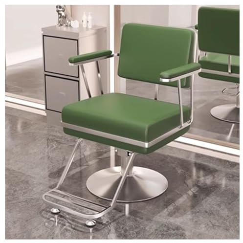 WKXTECZT Professioneller Friseurstuhl Mit 360° Drehung Und Hydraulischer Pumpe, Barberstuhl Höhenverstellbar, Kapazität 200 Kg Frisörstuhl Für SPA Schönheit,Grün