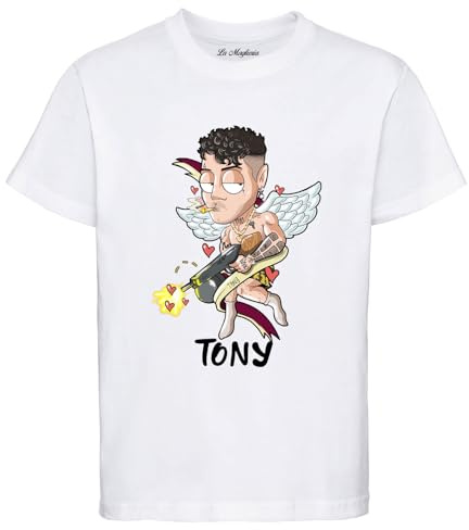 MAGLIERIA CONFORTI Maglietta di Tony per Ragazzi e Adulti Unisex Bianca o Nera cantante Rapper Trap