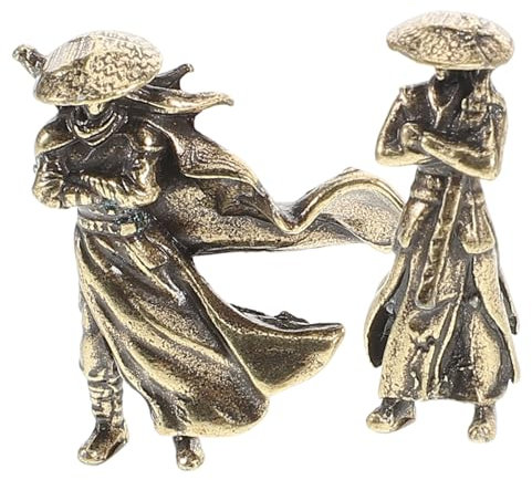 JOINPAYA 2pièces Miniature Chinese Warrior Figurines Alloy Handfinished Micro Landscape Decor for Bonsai and Desk Compact Cultural Craftsmanship