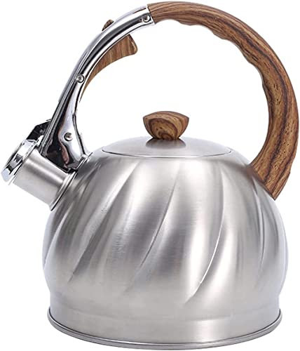Teekessel für den Herd, Pfeifteekanne, Teekessel, 2 l, Pfeifkessel, Edelstahl, Teekessel, Pfeifteekanne für Gasherd, Induktionsherd, Campingkessel, Herd, Herdplatte, Ket