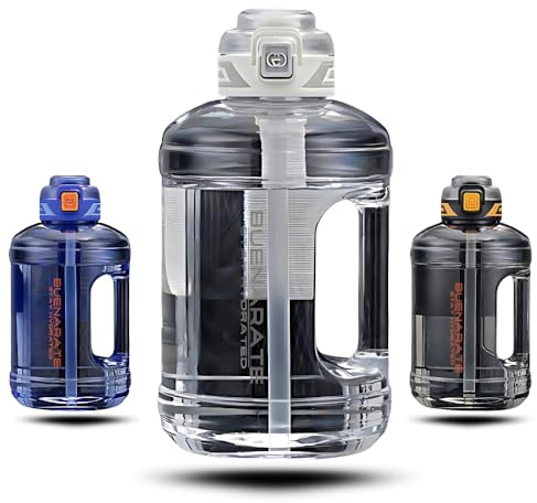 Buenarate, TRITAN, Sport-Trinkflasche, auslaufsicher, doppeltes Trinksystem, Wasserflasche mit Schnellverschluss und Sicherheitsverschluss, Outdoor-Trinkflasche, BPA-frei