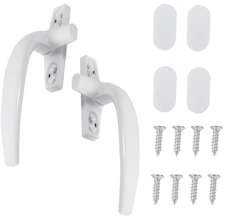 Dacatoow 2 Pcs Window Handles for Upvc Windows, Double Glazing Upvc Window Handle,Window Handle Replacement Right/Left Hand for Home or Office (White)