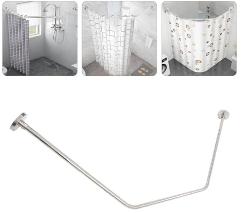 Bastone per doccia, asta doccia angolare 45 – 75 cm, estensibile ad angolo per doccia 304 inox, per bagno vasca da bagno, negozio di abbigliamento, spazio privato
