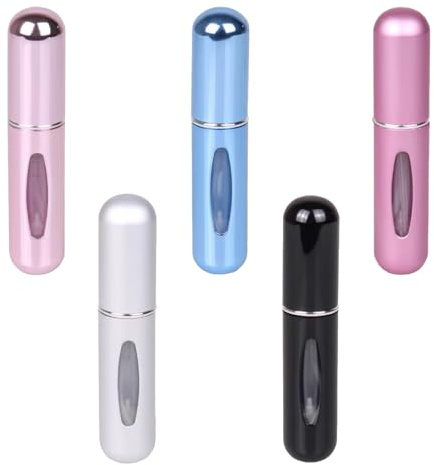 tiyiyok 5 Pcs Vaporisateur Parfum Vide, 5ml Flacon Parfum Vide, Vaporisateur Rechargeable, Mini Flacon, Idéal pour les Voyages, Facile à Transporter, Convient Hommes et Femmes
