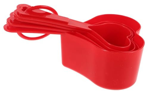 CLISPEED Measuring Spoon Set Plastic Heart Design Tablespoon and Teaspoon for Baking Cooking and Everyday Home Use