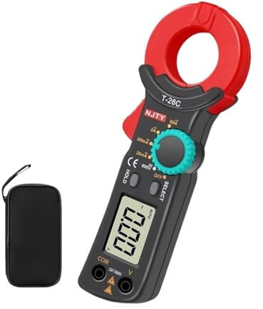 TIEOAXFT Pinza amperimétrica Digital de Alta precisión NJTY T-26C CC CA 0,1 mA, Prueba Profesional de Corriente de Fuga, detección de Fugas de 20 mA a 60 A, Rango automático