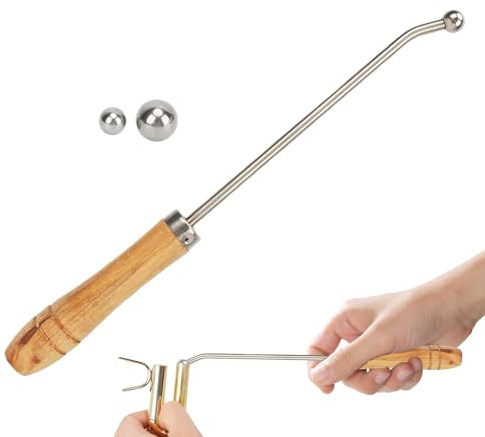 Tewzafiya Outils de réparation de trompette - outils d'entretien du cou de trombone avec balles, soin des outils à vent avec kit d'entretien poignée en bois pour embout buccal