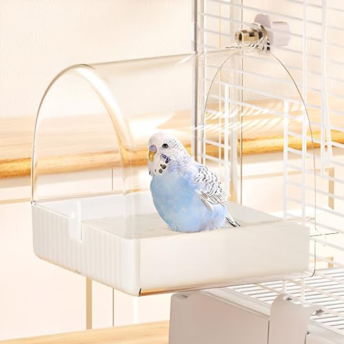 Afenau Vogel Badehaus, 3 in 1 Hängende Vogel Badewanne, Vogeltränke und Vogelfutterstelle, Multifunktional Vogelbad Käfig, Vogelbadewanne für Wellensittiche, Finken Kleine bis Mittlere Vögel