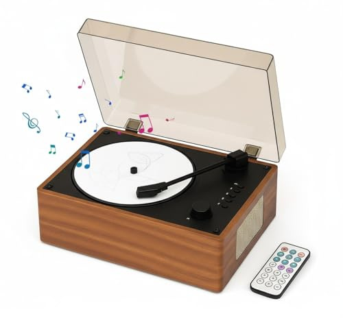 MIFXIN Portable Bluetooth CD Player with Speaker, Retro Desktop Music Player, with Remote Control, USB/Type-C Port Support, Retro Gift for Home Décor, Suitable for Car, Study, Travel Brown