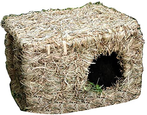 Casa di erba per nido di fieno Piccoli animali da masticare giocattoli per denti Tunnel di paglia intrecciato a mano per criceti erba criceti