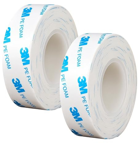 JcvPot Doppelseitiges Klebeband Extra Stark, Doppelklebeband Wasserdicht Für Schwere Gegenstände, Montageband Doppelseitig Extra Stark, 2 Rollen Weißes PE-Schaum-Klebeband, 20mm*3m