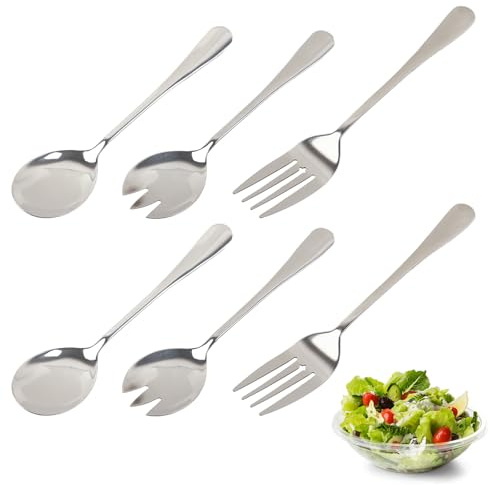 TIANCEWAN Salladsbestick rostfritt stål 6 delar, serveringsbestick med salladssked och serveringssked WMF-stil, bestick, mångsidigt serveringsbestick för familjer och fest.
