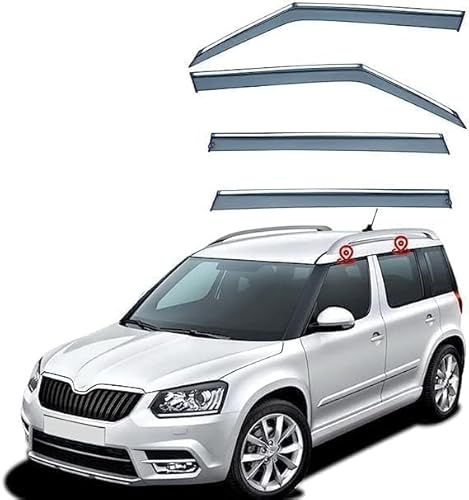 Premium-Windabweiser Für Skoda Für Yeti Mk1-5L 2009 2010 2011 2012 2013 2014 2015 2016 2017 Türfenster Sonnenschutz Regenschutz Visiere Deflektor Fensterzubehör