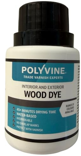 Polyvine Wood Dye – Interior Exterior Wood Colour Restorer – Quick Drying, Water Based Intermixable Woodwork Sealer Any Colour for Furniture, MDF, Ply, Hardwood, Softwood - Light Oak, 100 ml