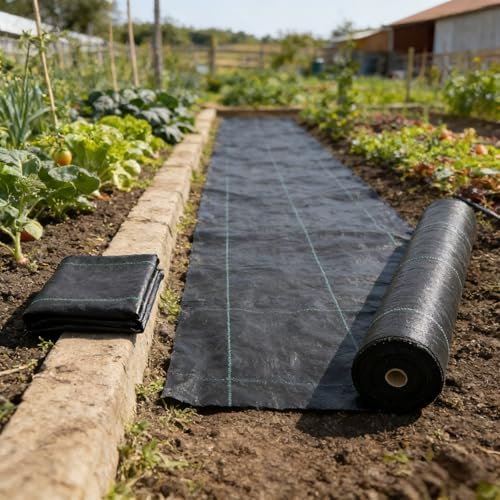 RCYONGQ Telo Pacciamatura Resistente agli Strappi, Permeabile all'Acqua Telo per Pacciamatura Barriere Contro Le Erbe Infestanti per Patio, Aiuole, Erba Artificiale, Prato, Vialetto(1x5m)