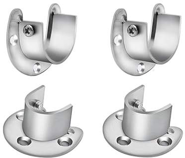 Conjunto de 4 Soportes de Brida en Forma de U para Varillas de Armario de 25 mm, Incluye Tornillos y Tubos de Expansión, Ideal para Fijar Barras de Ropa en Armarios, Baños y Balcones, Resistente