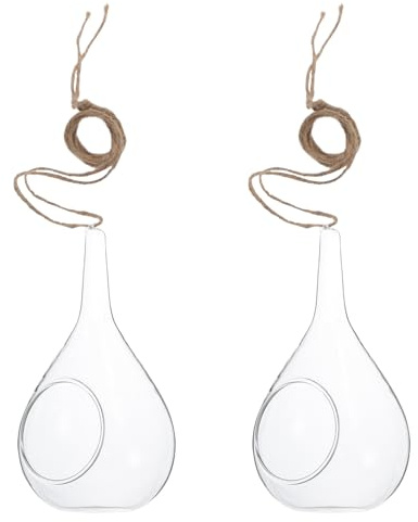 IMUSINICE Hängende Glasvase für Pflanzen Mikrolandschaftsflasche aus Glas Hängender Blumenbehälter für Wohnraum 2 Stück Terrarien Blumentöpfe