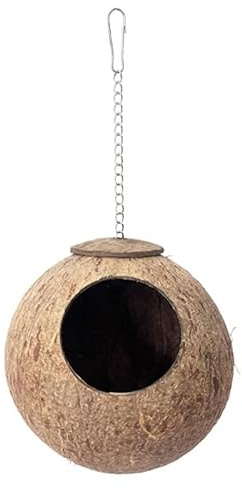 ZBIianxer Nid d ' Oiseau en Coquille de Noix de Naturelle, abri de Repos, cabane avec Doublure Douce pour Petits Oiseaux, perruches et inséparables, nid d ' Oiseau calopsitte
