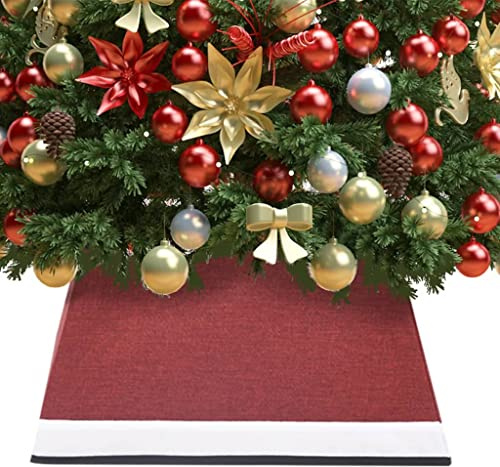 Ziaphsol Weihnachtsbaumrock Rot Weiß Stoff Abdeckung für Christbaumständer 48 x 48 x 25 cm Tannenbaumdecke zum Verbergen der Basis, weihnachten Advent Dekoration