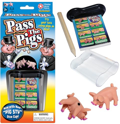 Winning Moves Pass The Pigs Games USA, a Hilarious Pig Dice Game, Family Favorite for Over 40 Years, for 2 or More Players, Ages 7+ (1046)