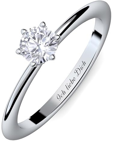 Verlobungsring Damen Sterling Silber 925 mit Zirkonia Stein, Antragsring | Silberring Ring für Frauen, Ich liebe Dich Gravur & Herz Etui-Box, Echt Schmuck Verlobungsringe Damenring rhodiniert