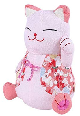 Lachineuse – Rosa japanische Katze – Maneki Neko aus Stoff – Höhe 30 cm – Japanische Glückskatze – Japanische Wohndekoration, Schlafzimmer – Geschenkidee Japan, Asien