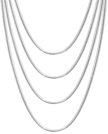 VNOX Stainless Steel Round Snake Chain Necklace for Women,3mm,Set of 4