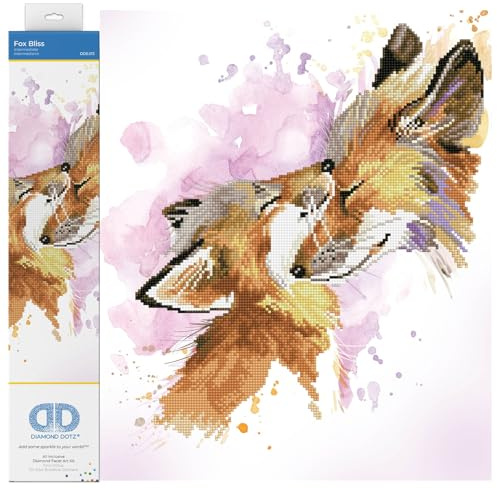 DIAMOND DOTZ DD8.013 - Original 5D Diamond Painting Set Fuchs Glückseligkeit, Kreativset mit 8.974 Diamant Mosaiksteinen, Malset ca. 42 x 50 cm, DIY Komplettset für Erwachsene und Kinder ab 8 Jahren