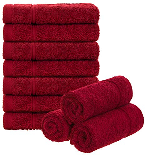 Brandsseller Set di 10 Asciugamani per Sapone 30 x 30 cm Asciugamano in Spugna per Ospiti con Gancio Cotone 470 g/m² Bagno Casa - Rosso