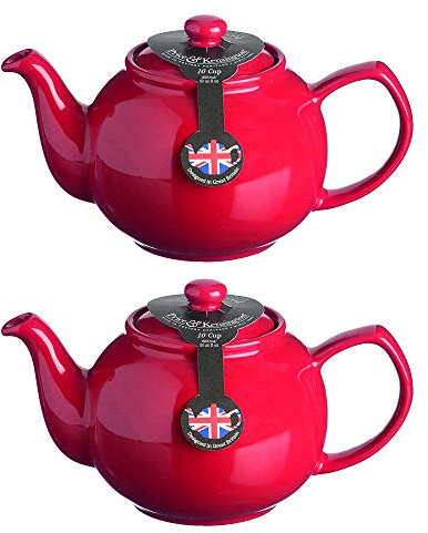 Price & Kensington Traditional Ceramic Tea Serving Teapot 10 Cup Red (Pack of 2)