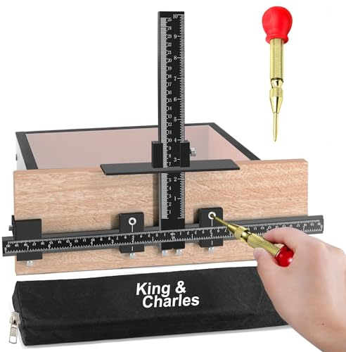 King&Charles Cabinet Hardware Jig, Aluminum Alloy Cabinet Handle Jig with Automatic Center Punch, Avoid Jitter Caused by Direct Drilling, Use for Handles and Pulls on Drawers/Doors.
