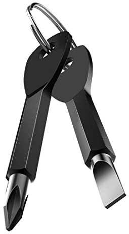 ROSTIVO Destornillador Llavero Herramienta de reparación de bolsillo Multi Mini Cool Gadgets para hombres Pequeño regalo para mujeres (negro)