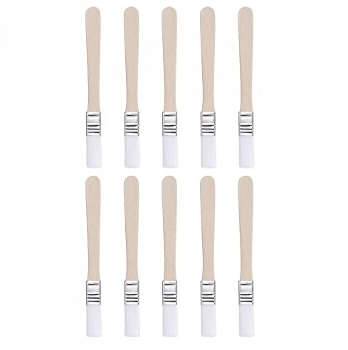sourcing map 0.5 Width Small Paint Brush Nylon Bristle with Wood Handle Painting Tool for Wall, Door, Cabinets, Furniture, Fences, White 10Pcs