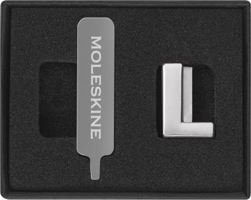 Moleskine-Anstecknadel für Notizbuch oder Agenda, Buchstabe L, Buchstaben-Anstecknadel, Personalisiere den Verschluss mit einem Gummiband, Personalisierte Geschenkideen, Silberfarbe