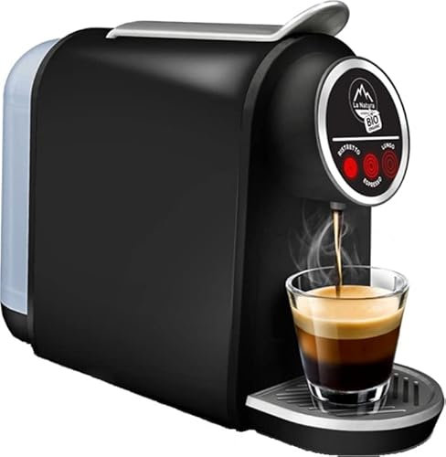 La Natura LIFESTYLE Macchina per capsule con tasto Espresso, Ristretto & Lungo, capacità 0,8 l, colore nero – Goditi momenti di caffè freschi