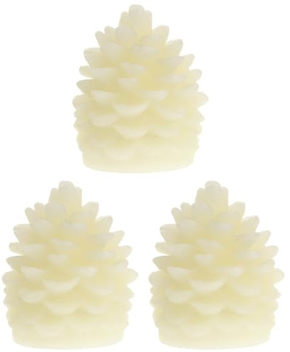 OSALADI 3st Weihnachtsbaum Tannenzapfen Licht Batterie Weihnachtskerzen Tannenzapfenkerze Urlaub Tannenzapfen Kerzenlicht Wachs Flammenlose Kerzen Weihnachtsmittelstück Kiefernzapfen Led