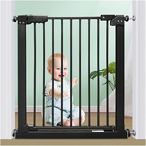 Treppenschutzgitter for Hunde,Multifunktionale Sicherheitsgitter for Haustiere,Automatisch Schließendes 90°-Hundegitter mit Separaten Verlängerungen,for Flure Innenbereich (Color : Black, Size : 157