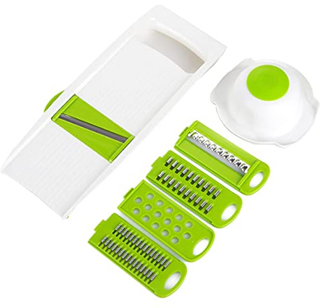 Happyyami Cortador De Verduras Pelador y Rallador Multifuncional Triturador y Rebanador Herramientas Con Tipos De Cuchillas Para Cocina Rallador De Cocina Para Verduras y Frutas