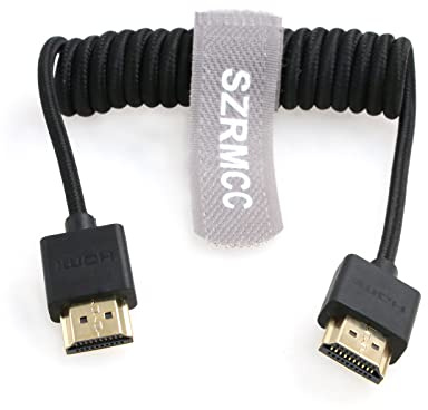 SZRMCC 8k 2.1 HDMI auf HDMI Ultra High Speed Spiralkabel Geflochtenes Kabel für Z Cam E2 S-ony FX6 FX9 Canon EOS C70 C300 Portkeys BM5 Atomos Ninjav V Shogun Monitor