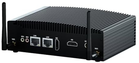 WEIDIAN PC Industrial sin Ventilador Core i7 8GB RAM 128GB SSD, Mini PC de Escritorio Pequeño Ordenador Soporta Funcionamiento 7x24 Win7/10 Linux 8*USB 2LAN 2*COM 2*HD 4K Display Auto Power On